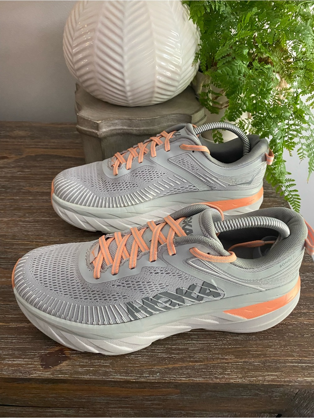 Hoka Bondi 9 Running Sneakers Walking Athletic Shoes Womens 9 Harbor Mist Melon